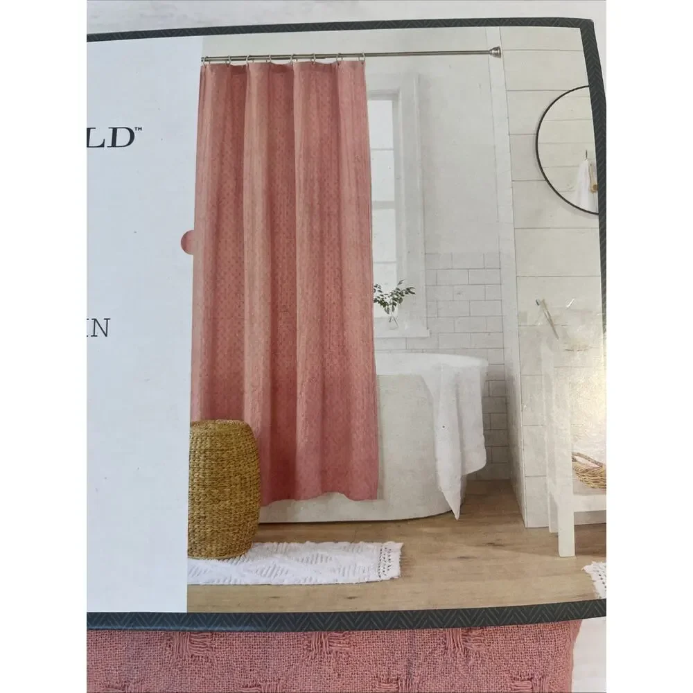 Threshold Diamond Matelesse Fabric Shower Curtain Rose 72